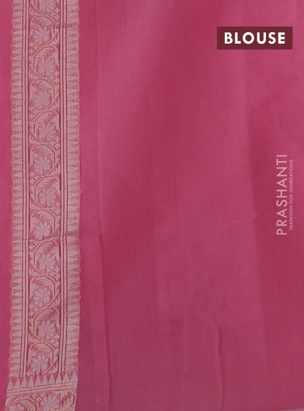 Banarasi silk cotton saree light pink with allover thread & zari woven brocade weaves and thread & zari woven border