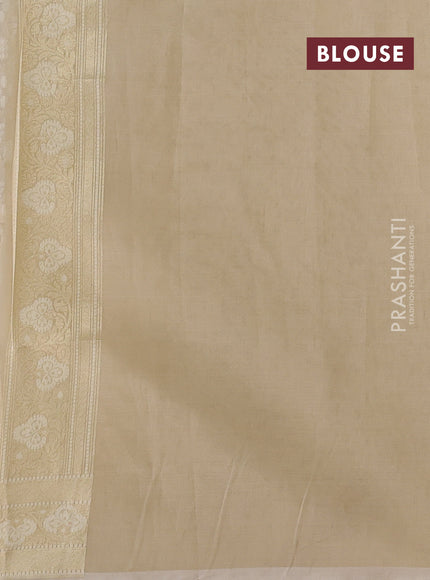 Banarasi silk cotton saree beige with allover thread & zari woven brocade weaves and thread & zari woven border