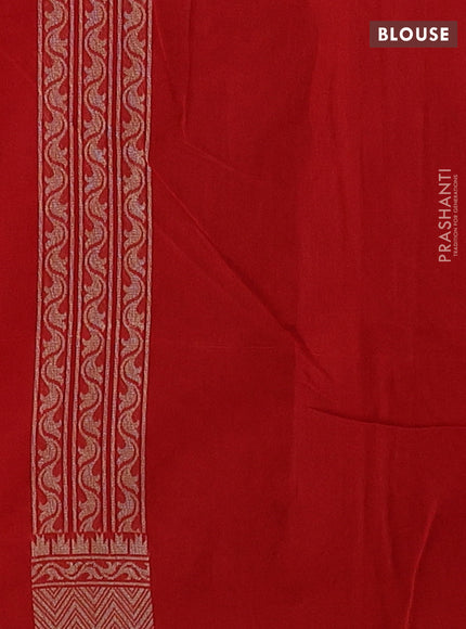 Banarasi silk cotton saree red with allover thread & zari woven buttas and thread & zari woven border
