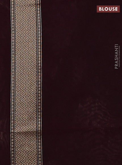 Banarasi silk cotton saree deep maroon with allover thread & zari woven buttas and temple design zari woven border