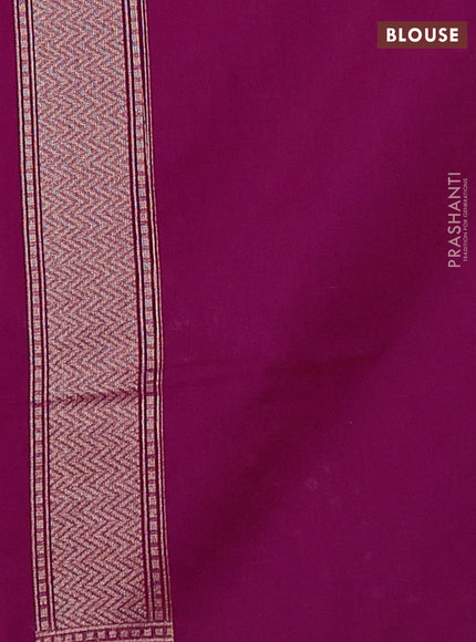 Banarasi silk cotton saree magenta pink with allover thread & zari woven buttas and temple design zari woven border