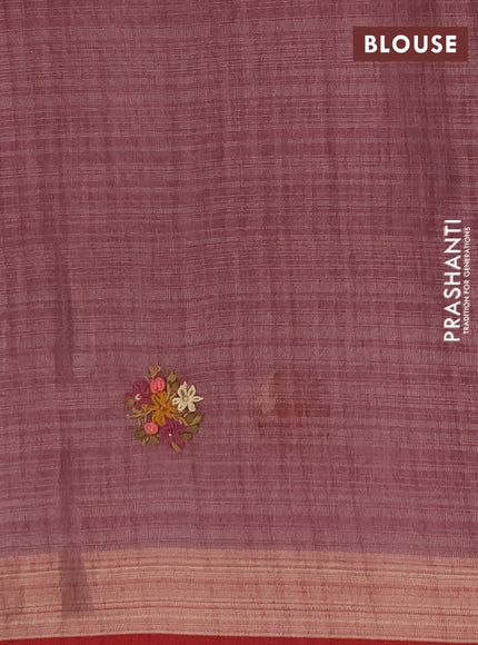 Linen cotton saree pastel purple with embroidery buttas and embroidery pallu