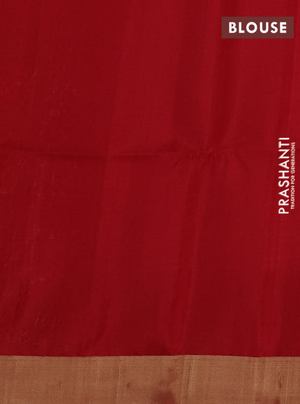 Cream & Red Pure Soft Silk Saree - Buttas