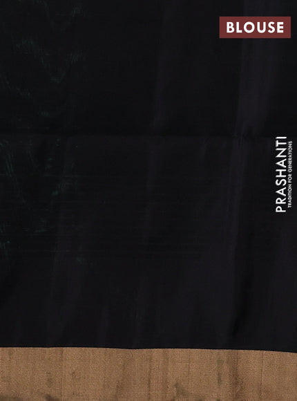 Teal & Black Pure Soft Silk Saree - Buttas