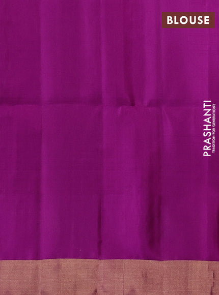 Green & Magenta Pink Pure Soft Silk Saree - Buttas
