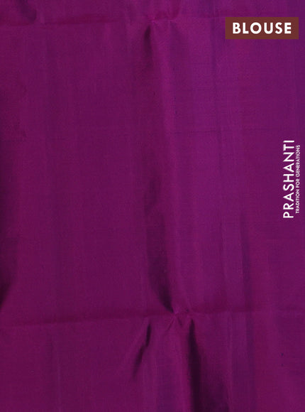 Navy Blue & Magenta Pink Pure Soft Silk Saree - Weaves