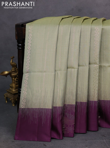 Elaichi Green & Wine Pure Soft Silk Saree - Weaves
