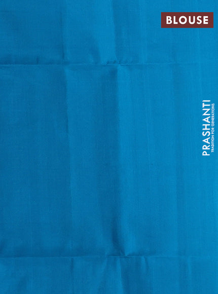 Yellow & Cs Blue Pure Soft Silk Saree - Checks