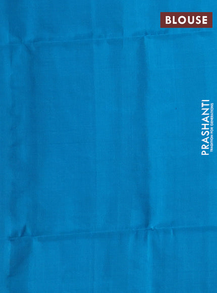 Pink & Cs Blue Pure Soft Silk Saree - Checks