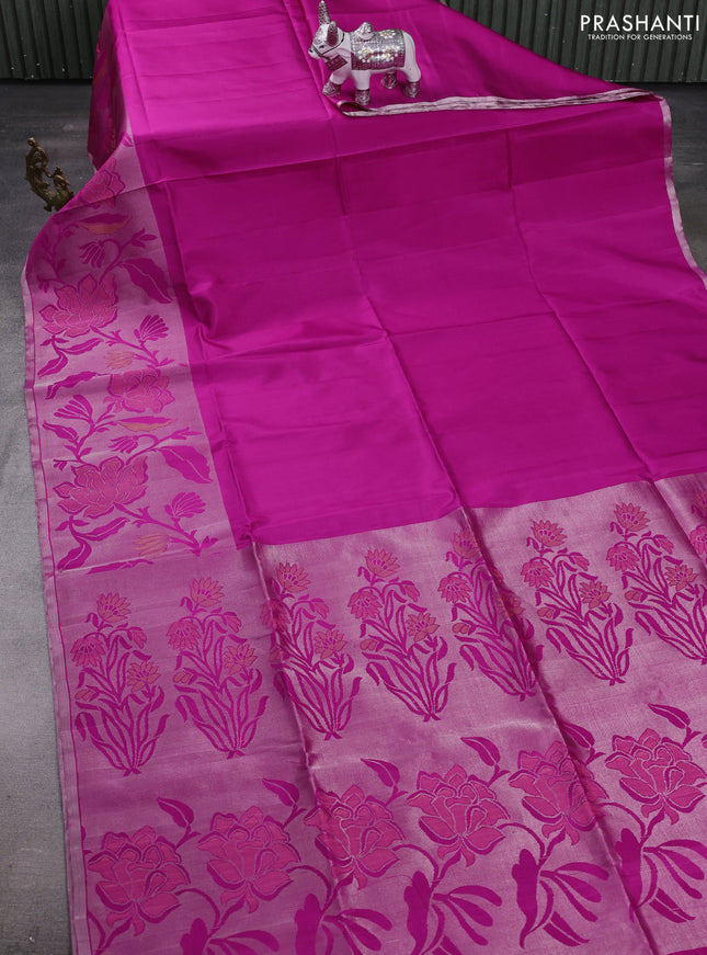 Pink Pure Soft Silk Saree