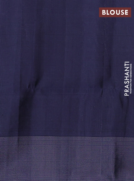 Peacock Green & Grey Pure Soft Silk Saree - Brocade
