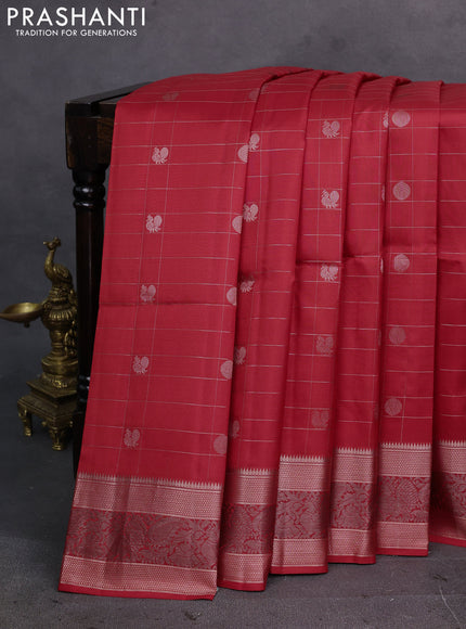 Orange Pure Soft Silk Saree - Checks