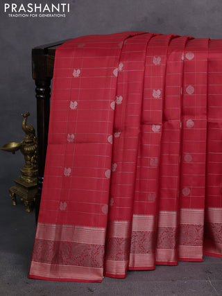 Orange Pure Soft Silk Saree - Checks