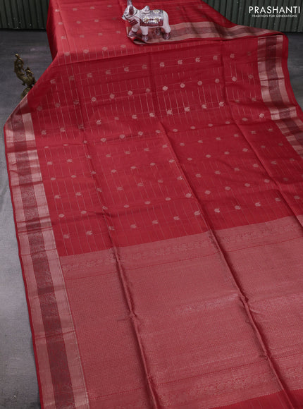 Orange Pure Soft Silk Saree - Checks