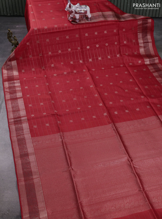 Orange Pure Soft Silk Saree - Checks