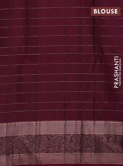 Maroon Pure Soft Silk Saree - Checks