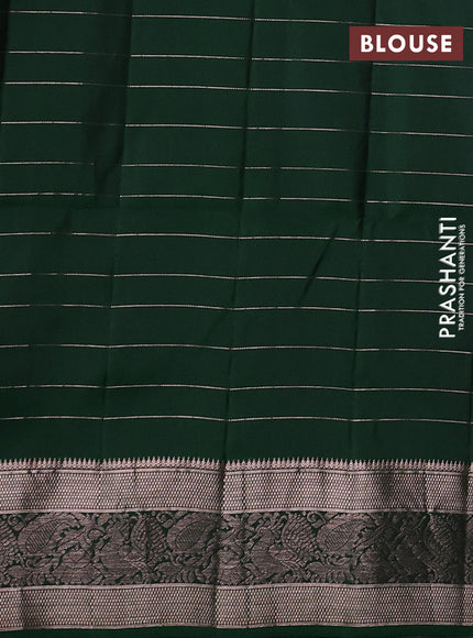 Bottle Green Pure Soft Silk Saree - Checks