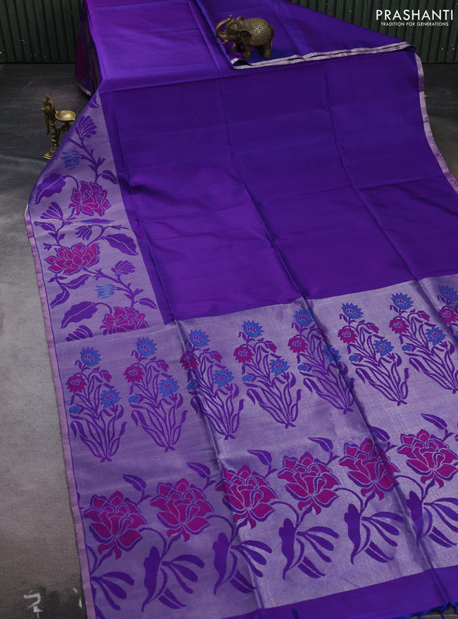 Violet Pure Soft Silk Saree
