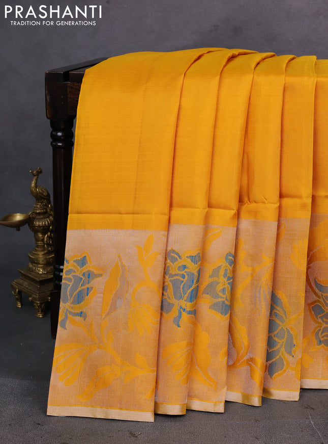 Mustard Yellow Pure Soft Silk Saree