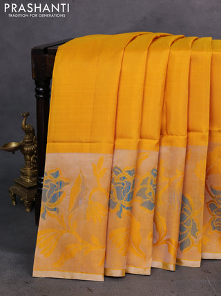 Mustard Yellow Pure Soft Silk Saree