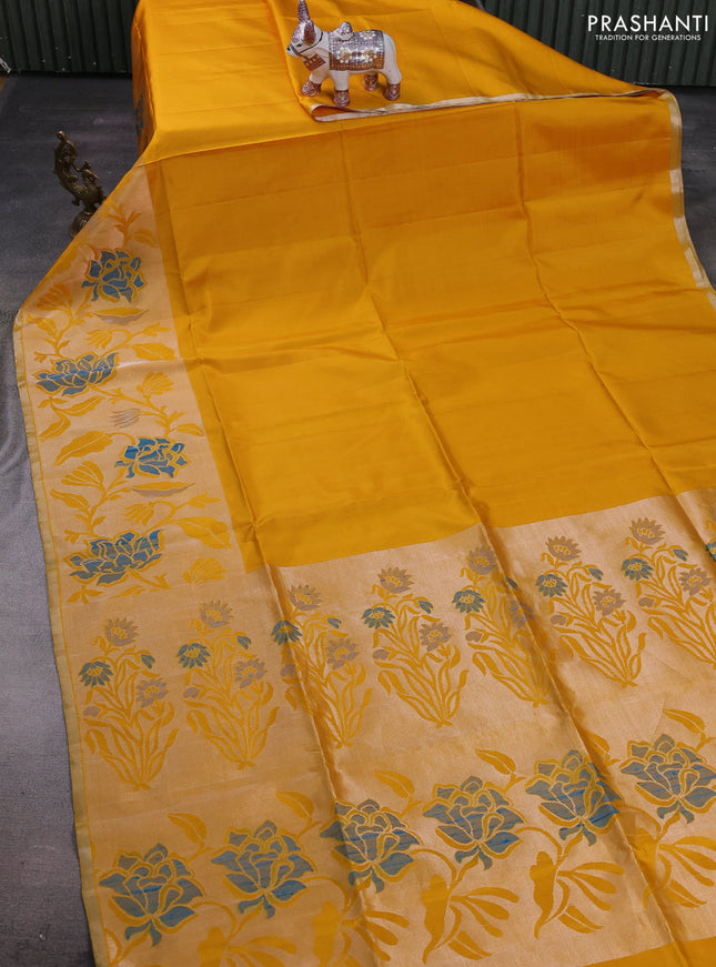 Mustard Yellow Pure Soft Silk Saree