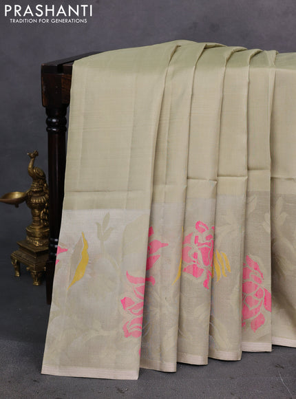 Elaichi Green Pure Soft Silk Saree