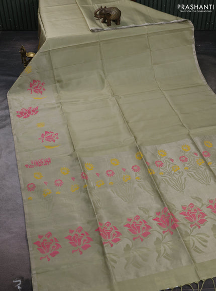Elaichi Green Pure Soft Silk Saree