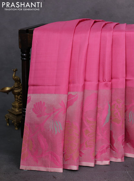 Peach Pink Pure Soft Silk Saree