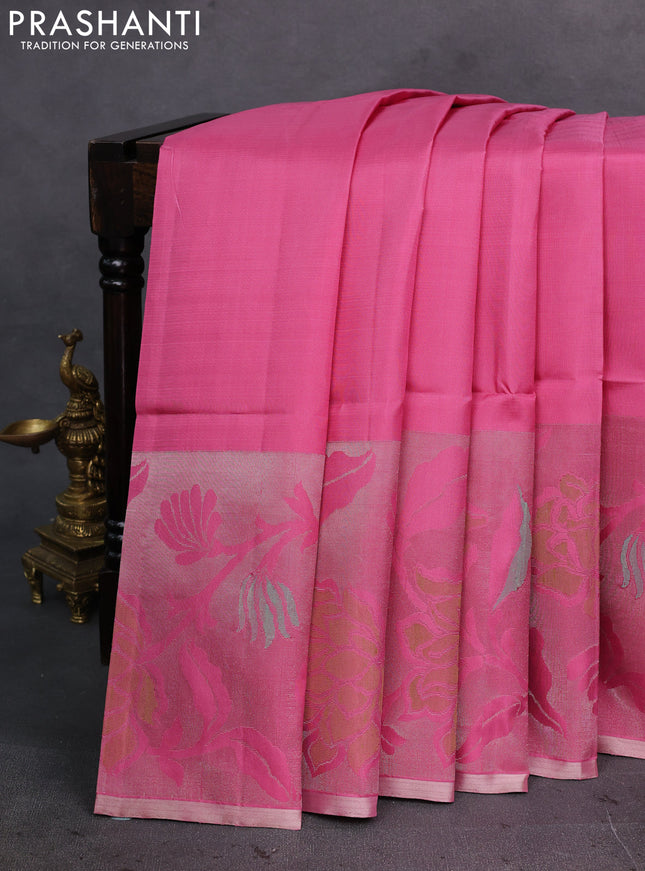 Peach Pink Pure Soft Silk Saree