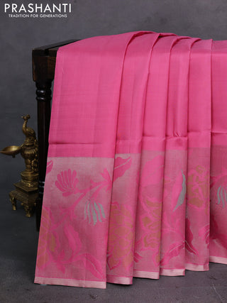 Peach Pink Pure Soft Silk Saree