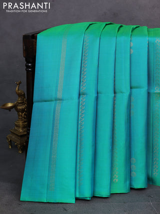Teal Green Pure Soft Silk Saree - Weaves