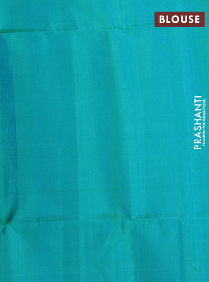 Teal Green Pure Soft Silk Saree - Weaves