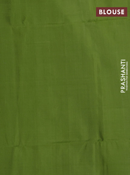 Navy Blue & Sap Green Pure Soft Silk Saree - Checks