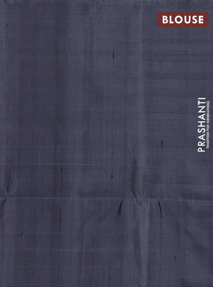 Teal Green & Grey Pure Soft Silk Saree - Checks