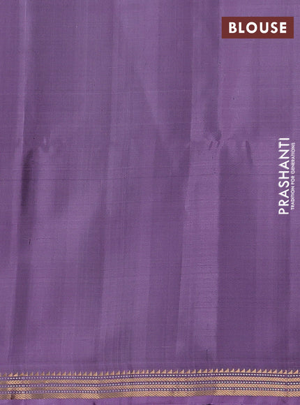 Green & Pastel Purple Pure Soft Silk Saree - Buttas