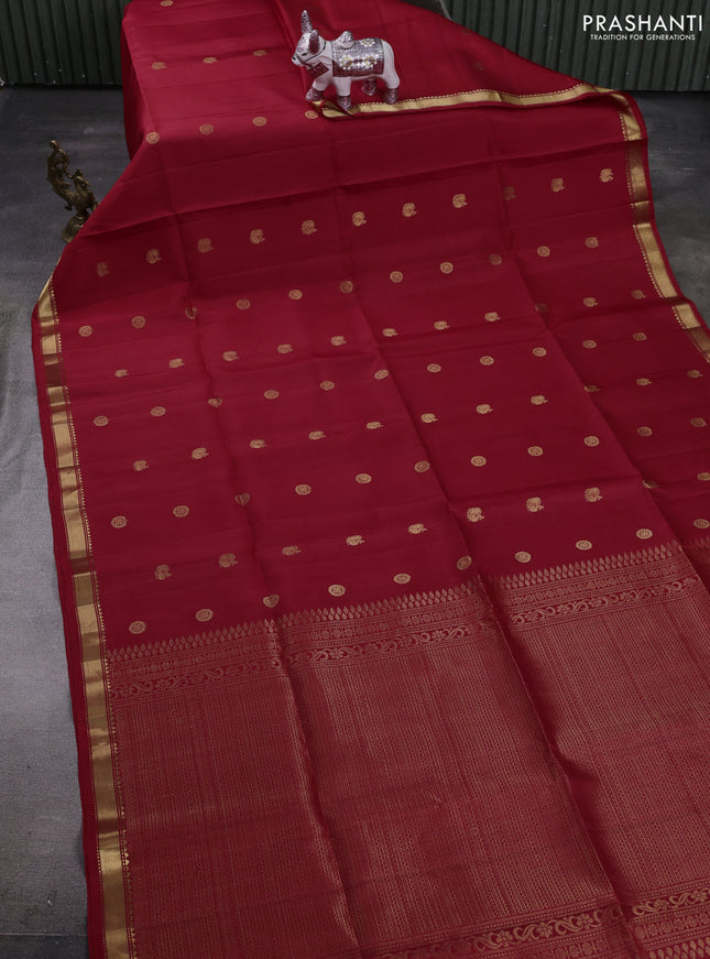 Red Pure Soft Silk Saree - Buttas