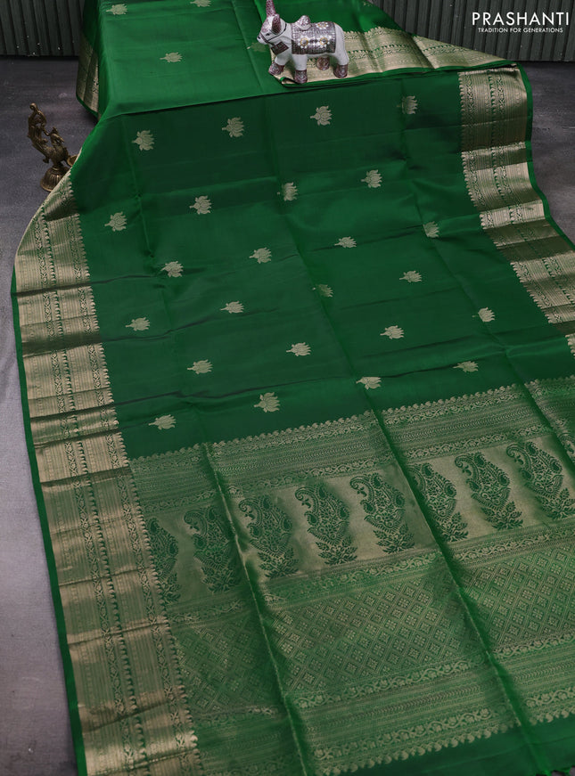 Green Pure Soft Silk Saree - Buttas