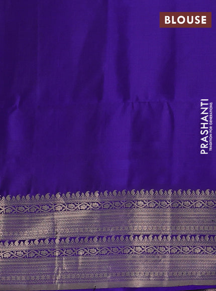 Grey & Blue Pure Soft Silk Saree - Buttas