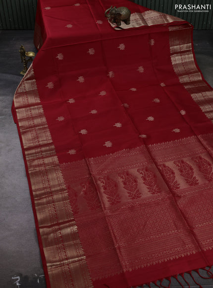 Red Pure Soft Silk Saree - Buttas
