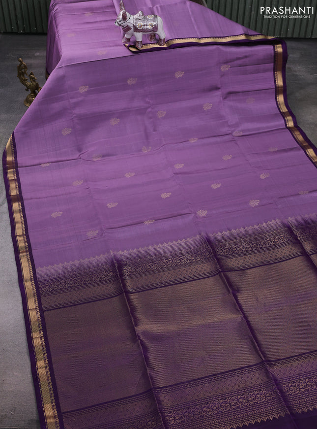 Pastel Purple & Purple Pure Soft Silk Saree - Buttas