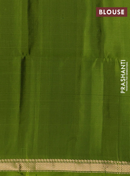 Purple & Lime Green Pure Soft Silk Saree - Buttas