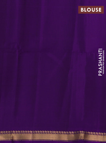 Navy Blue & Purple Pure Soft Silk Saree - Buttas