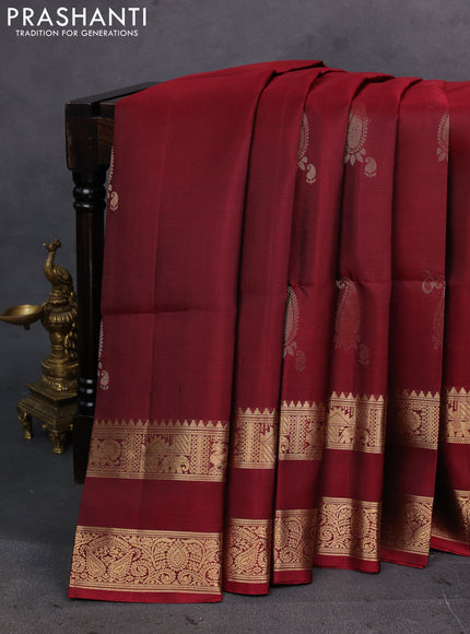 Maroon Pure Soft Silk Saree - Buttas