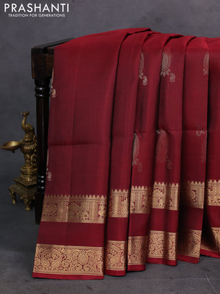 Maroon Pure Soft Silk Saree - Buttas