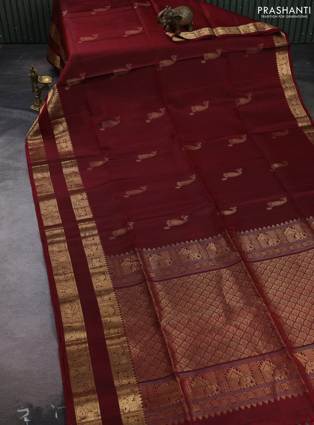 Maroon Pure Soft Silk Saree - Buttas