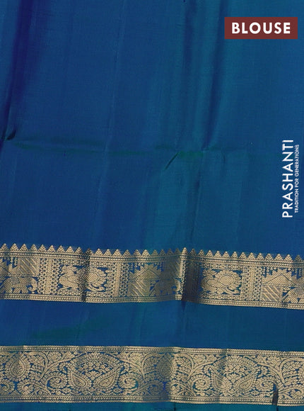 Peacock Blue Pure Soft Silk Saree - Buttas