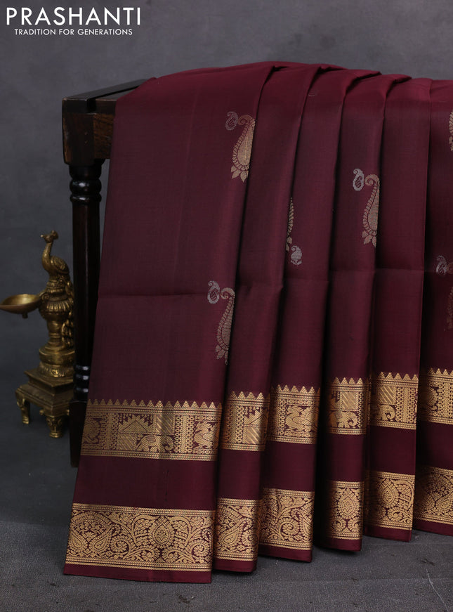 Wine Pure Soft Silk Saree