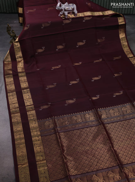 Wine Pure Soft Silk Saree