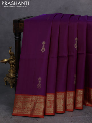 Purple & Rust Pure Soft Silk Saree - Buttas