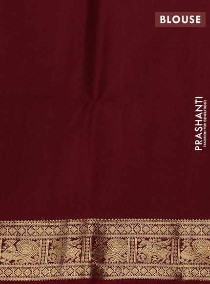 Lime Green & Maroon Pure Soft Silk Saree - Buttas